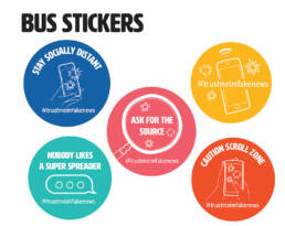 Trust Me. I'm Fake News – Bus Stickers (2020) Vinyl stickers, multimedia